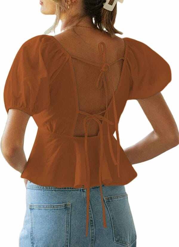 Short Sleeve Peplum Crop Top - Image 5