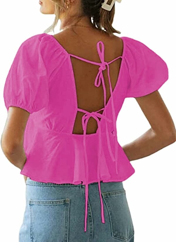 Short Sleeve Peplum Crop Top - Image 7