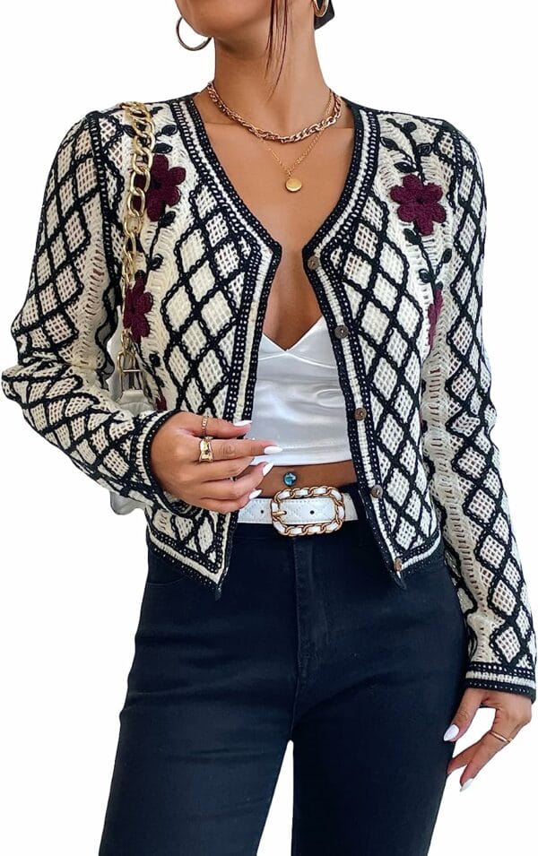 Floral Crochet Cropped Cardigans - Image 5