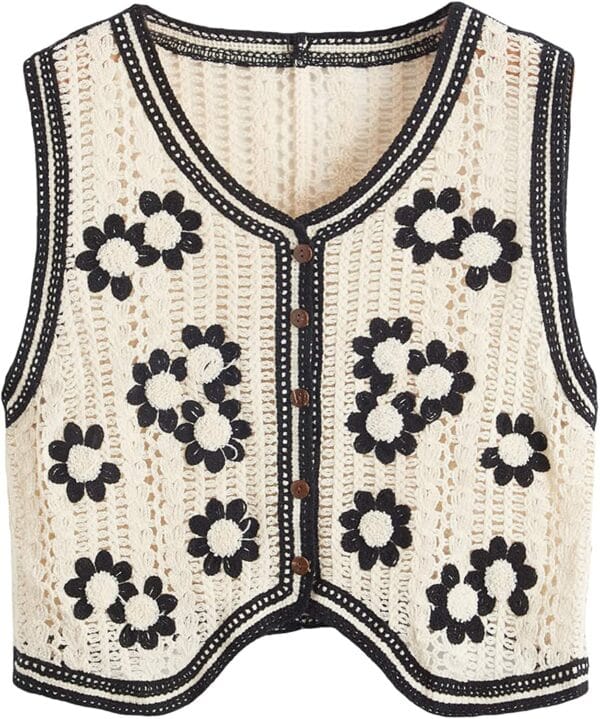 Sleeveless Checkered Knit Sweater Vest - Image 8