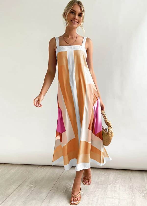 Printed Adjustable Straps Long Dress - Image 2