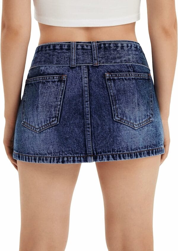 Buckle Belted Mini Denim Skirts - Image 5