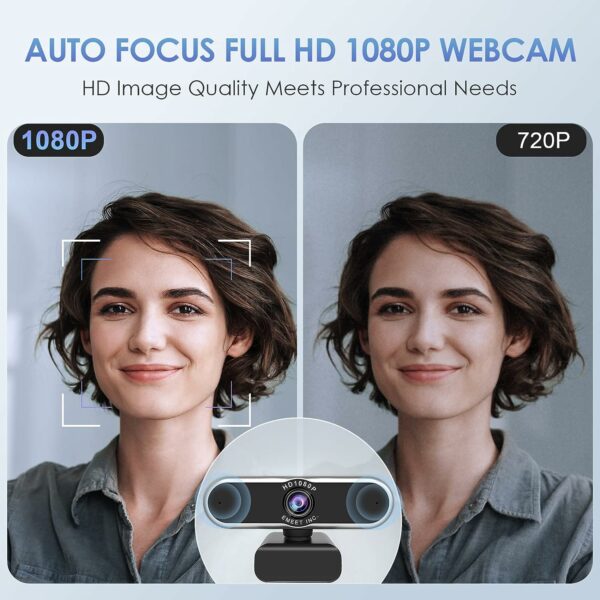 1080P Webcam - USB Webcam with Microphone & Noise-Canceling Mic - Image 8